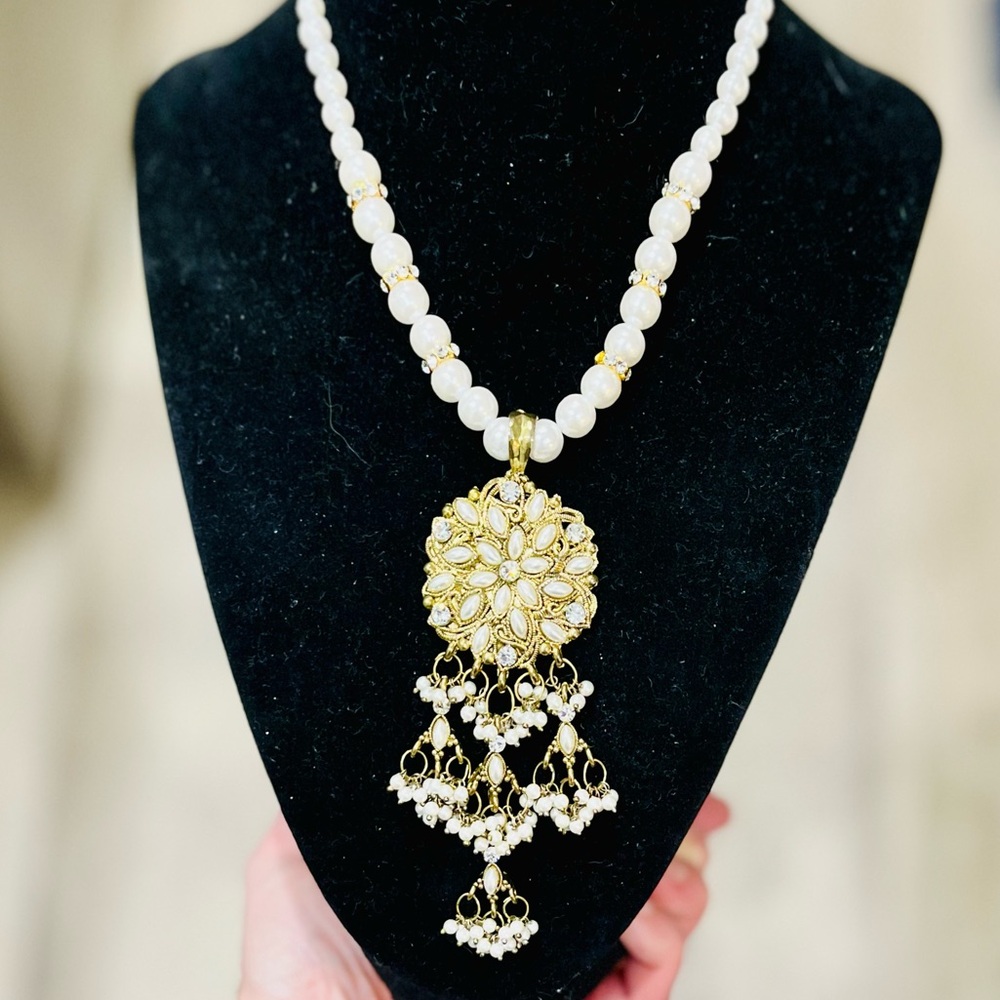 Vintage Victorian Revival Pearl Chandelier Necklace